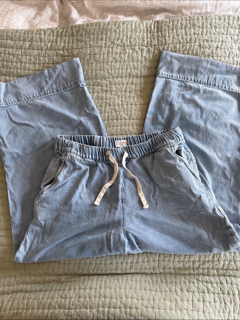 Z Supply Light Blue Wide Leg Drawstring Jeans